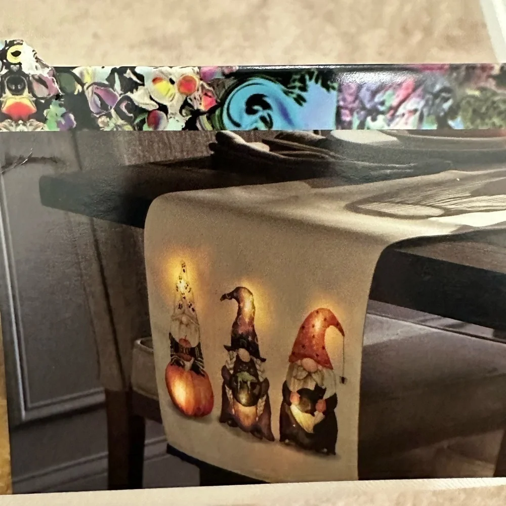 Light Up Costume Gnomes Halloween Table Runner